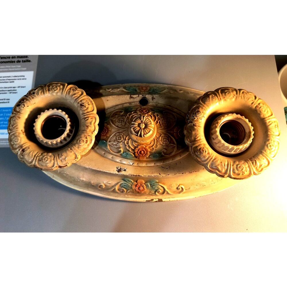 817. Ceiling Light Fixture Painted Metal 1920's Art Deco